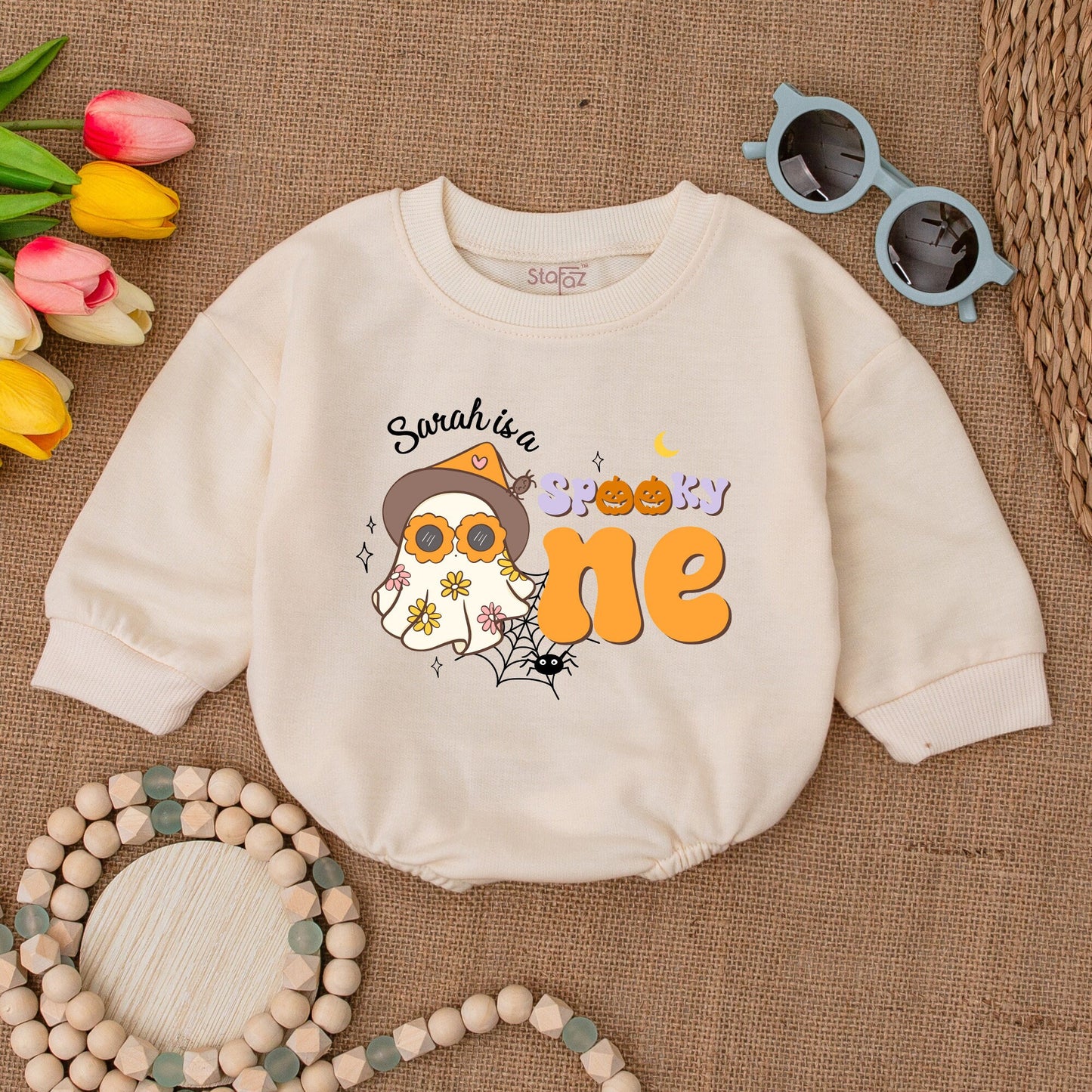 Groovy Spooky One Halloween Romper: 1st Birthday Baby Outfit