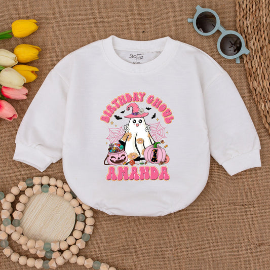 Groovy Ghoul Halloween Romper: 1st Birthday Baby Girl Outfit