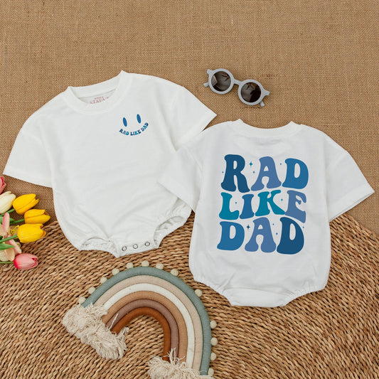 Rad Like Dad Romper Baby Bodysuit for Boys Toddler Shirt Smiley Face Fun Outfit Gift for New Dad New Baby Celebration Clothes Casual Cotton Comfortable