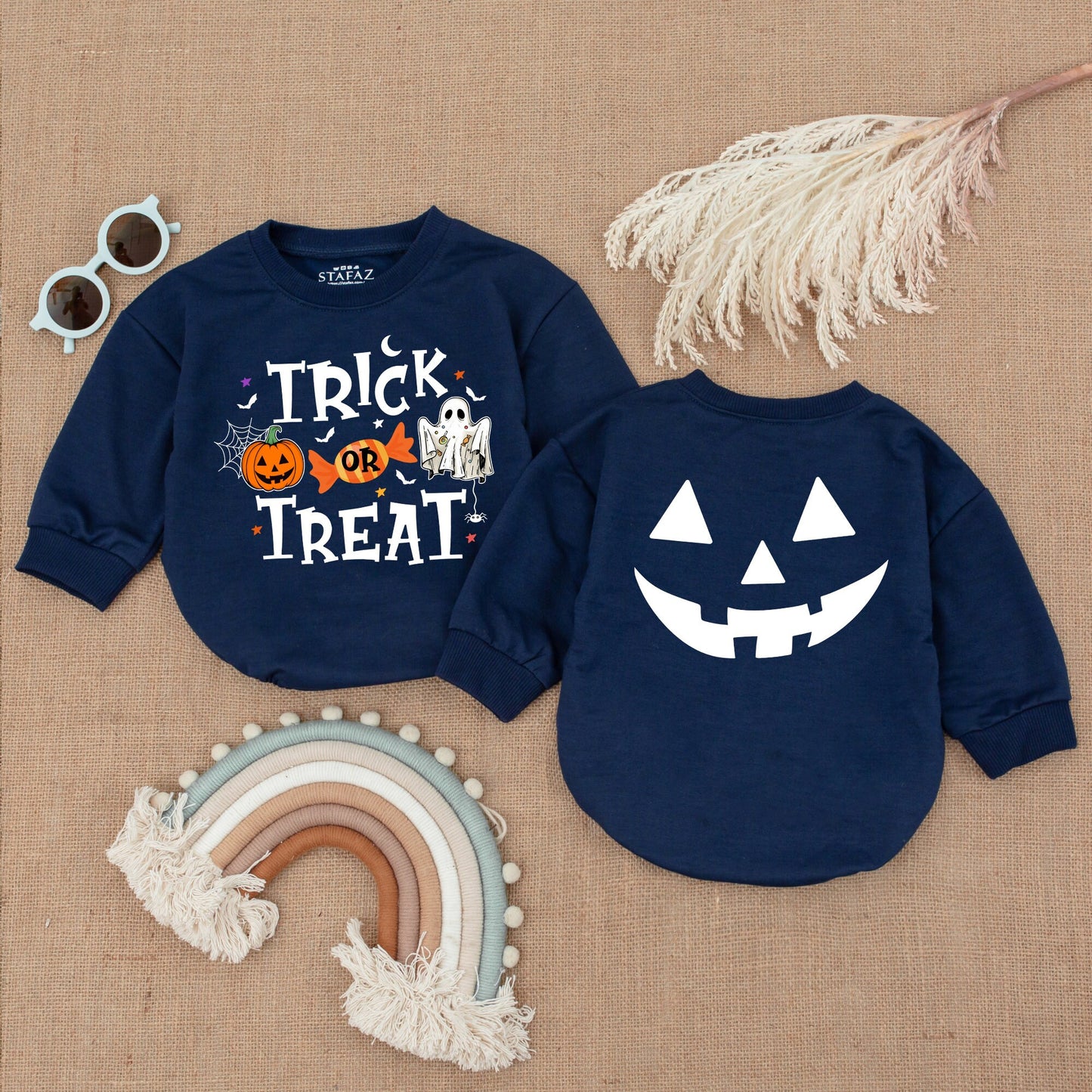 First Halloween Outfit: Pumpkin Bubble Romper & Bodysuit Set