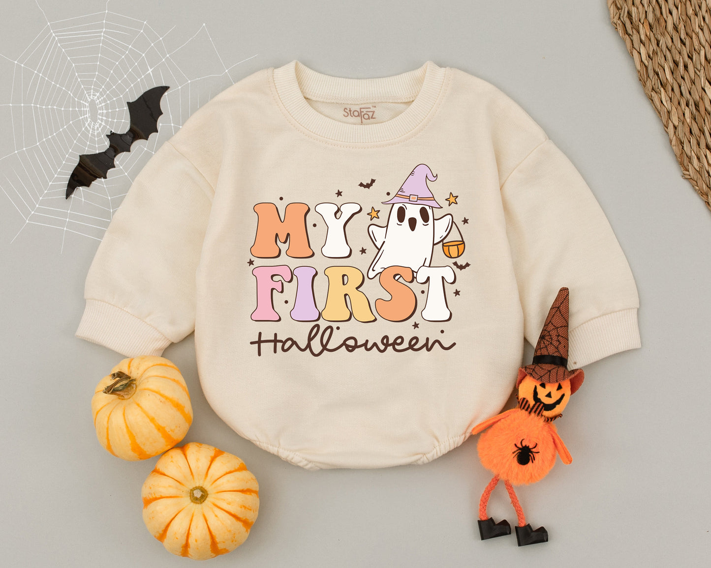 First Halloween Romper: Retro Unisex Baby Outfit for Fall Fun