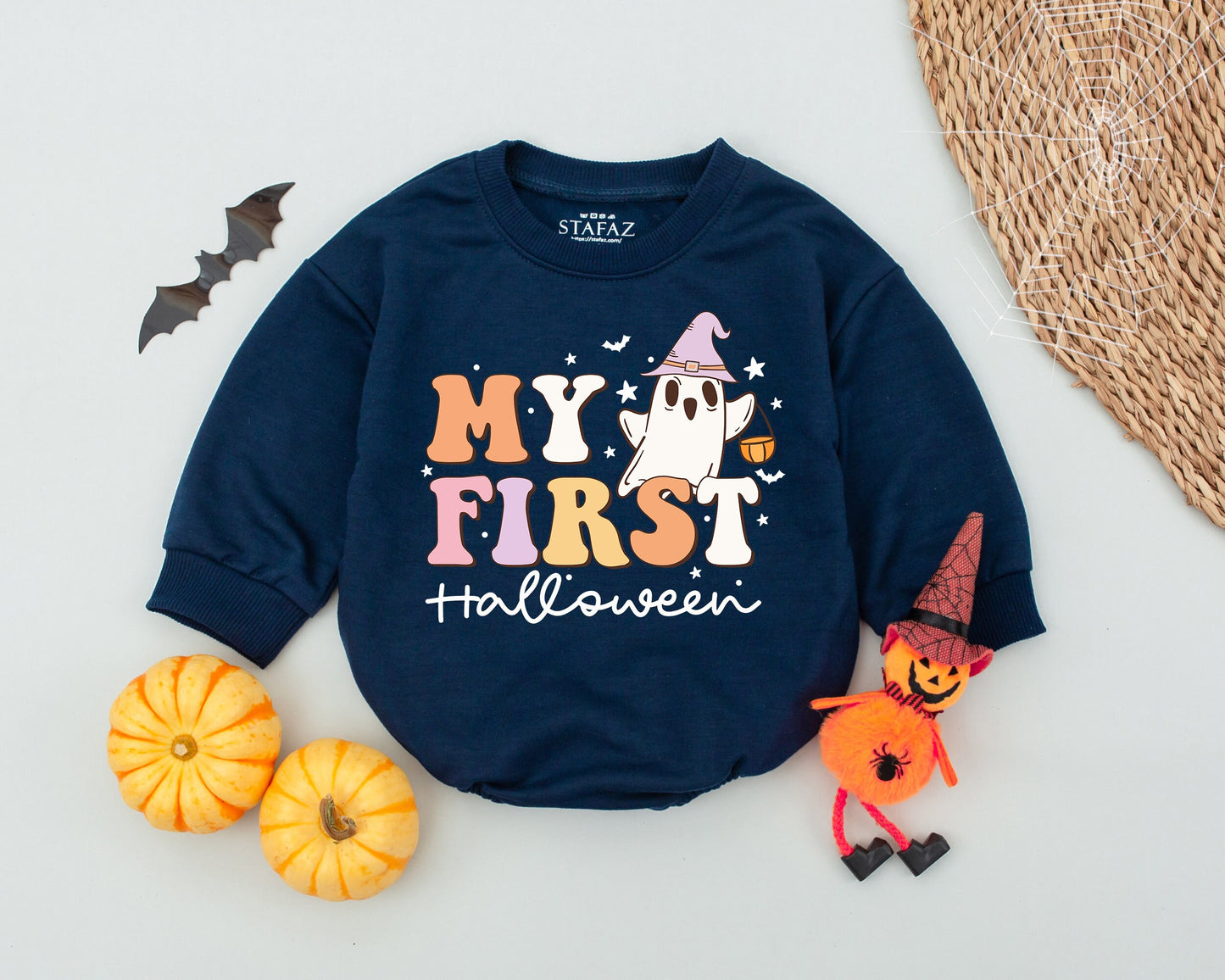 First Halloween Romper: Retro Unisex Baby Outfit for Fall Fun