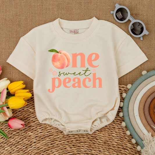 One Sweet Peach 1st Birthday Romper Baby Girl Outfit, Sweet Little Peach Bodysuit, Peach Party, Smash Cake Outfit, Peach Birthday