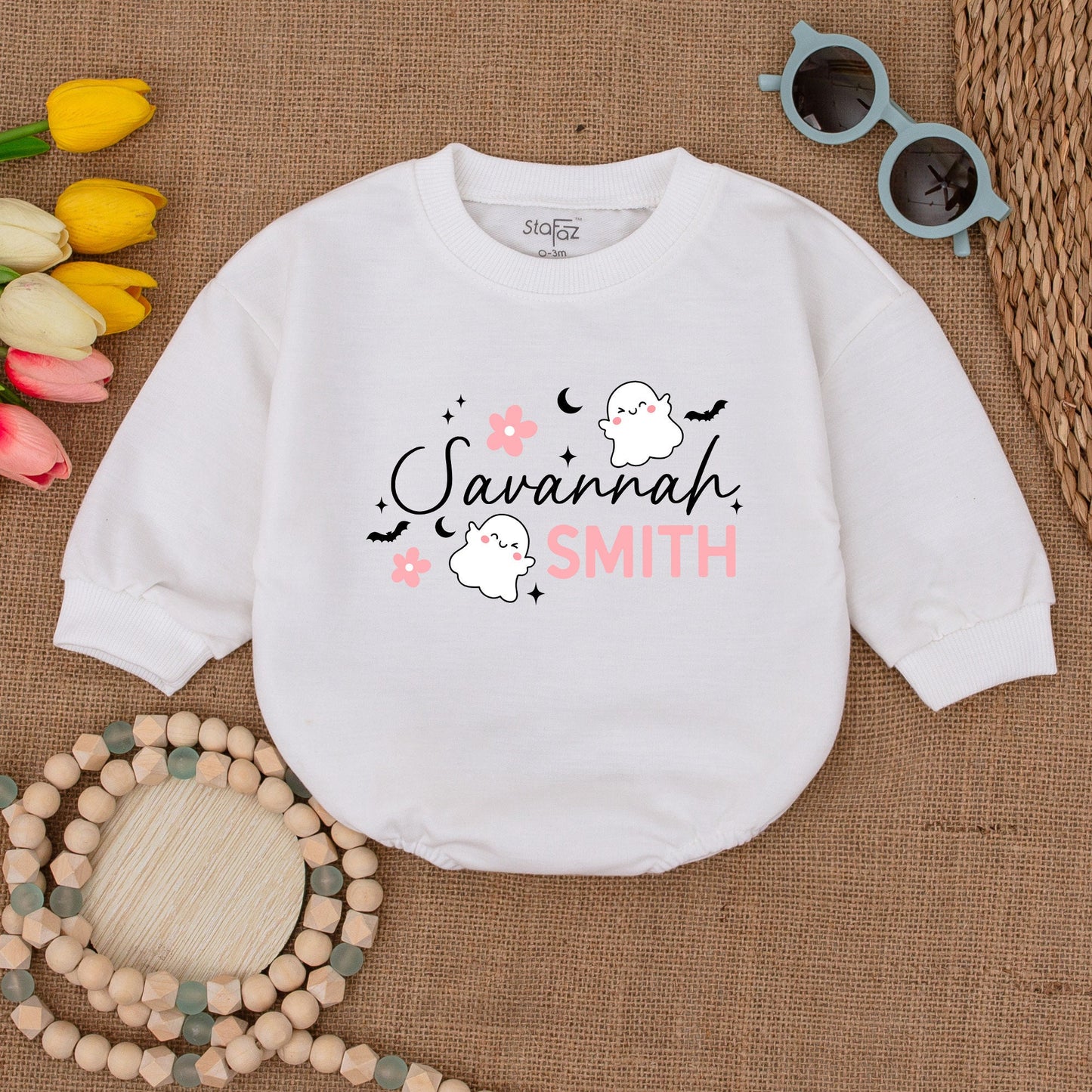 Personalized Halloween Ghost Romper - Cute Fall Baby Shower Gift