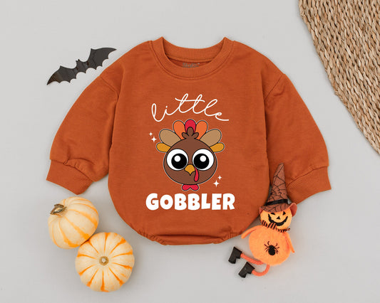 Retro Turkey Romper: First Thanksgiving Baby Outfit, Fall Gift