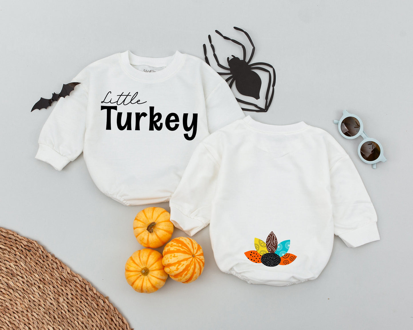 Retro Turkey Romper: First Thanksgiving Outfit for Babies