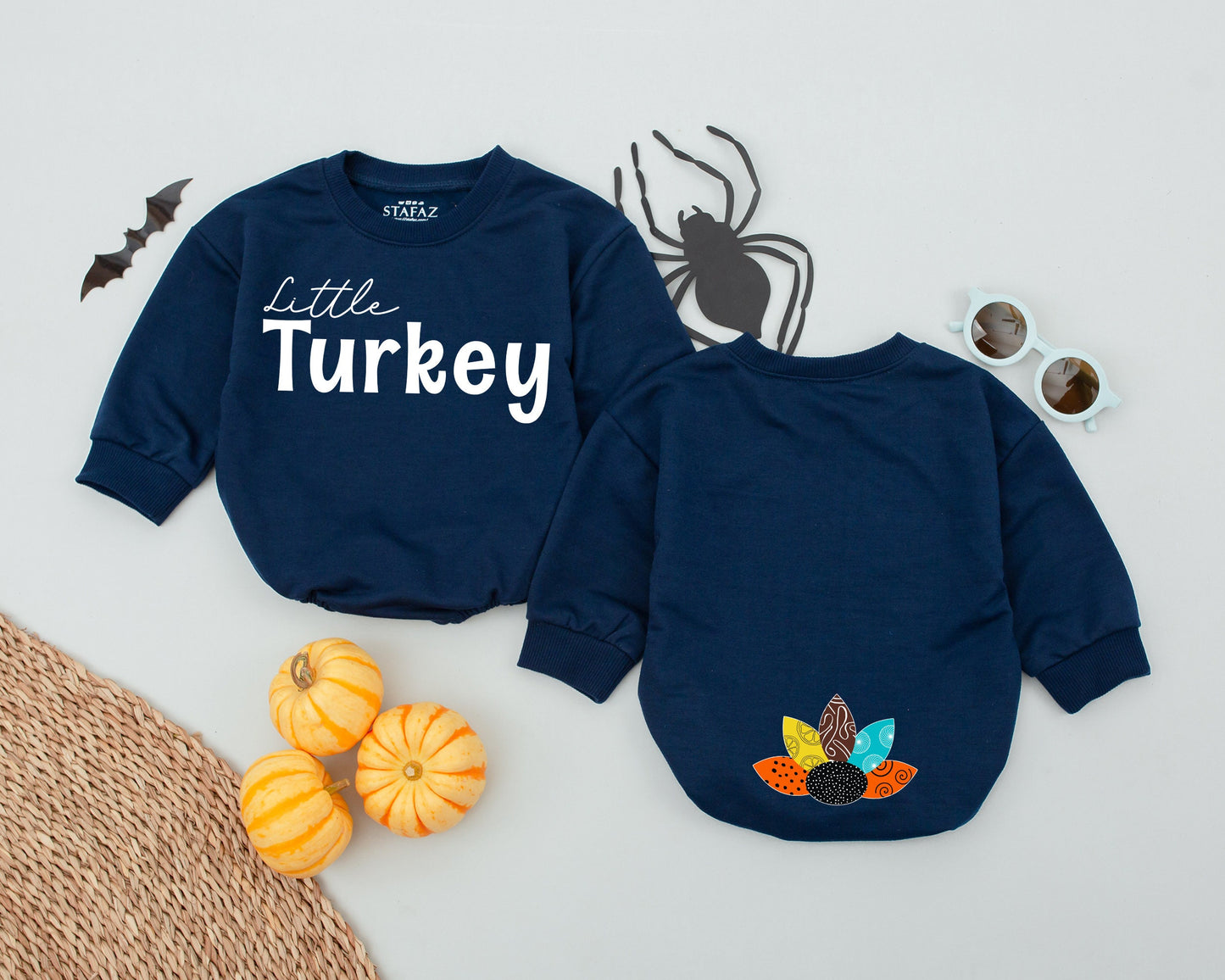 Retro Turkey Romper: First Thanksgiving Outfit for Babies