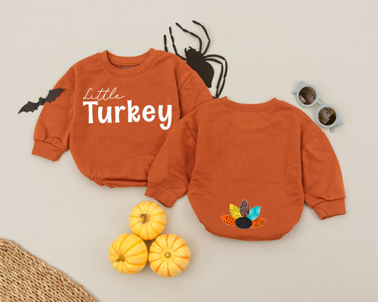 Retro Turkey Romper: First Thanksgiving Outfit for Babies