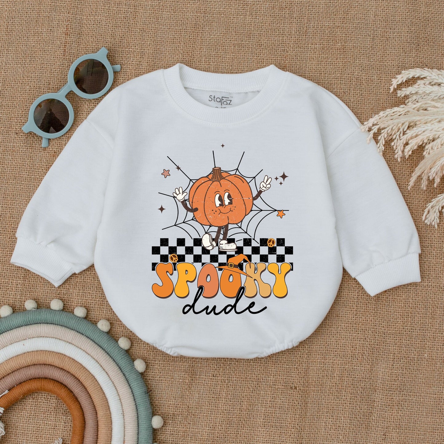 Vintage Spooky Pumpkin Romper - Baby Bodysuit Halloween Outfit