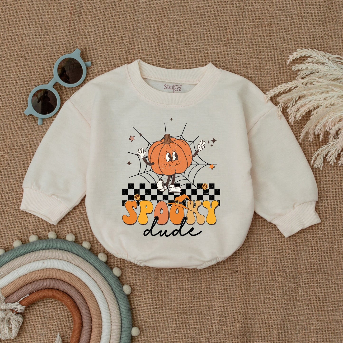Vintage Spooky Pumpkin Romper - Baby Bodysuit Halloween Outfit