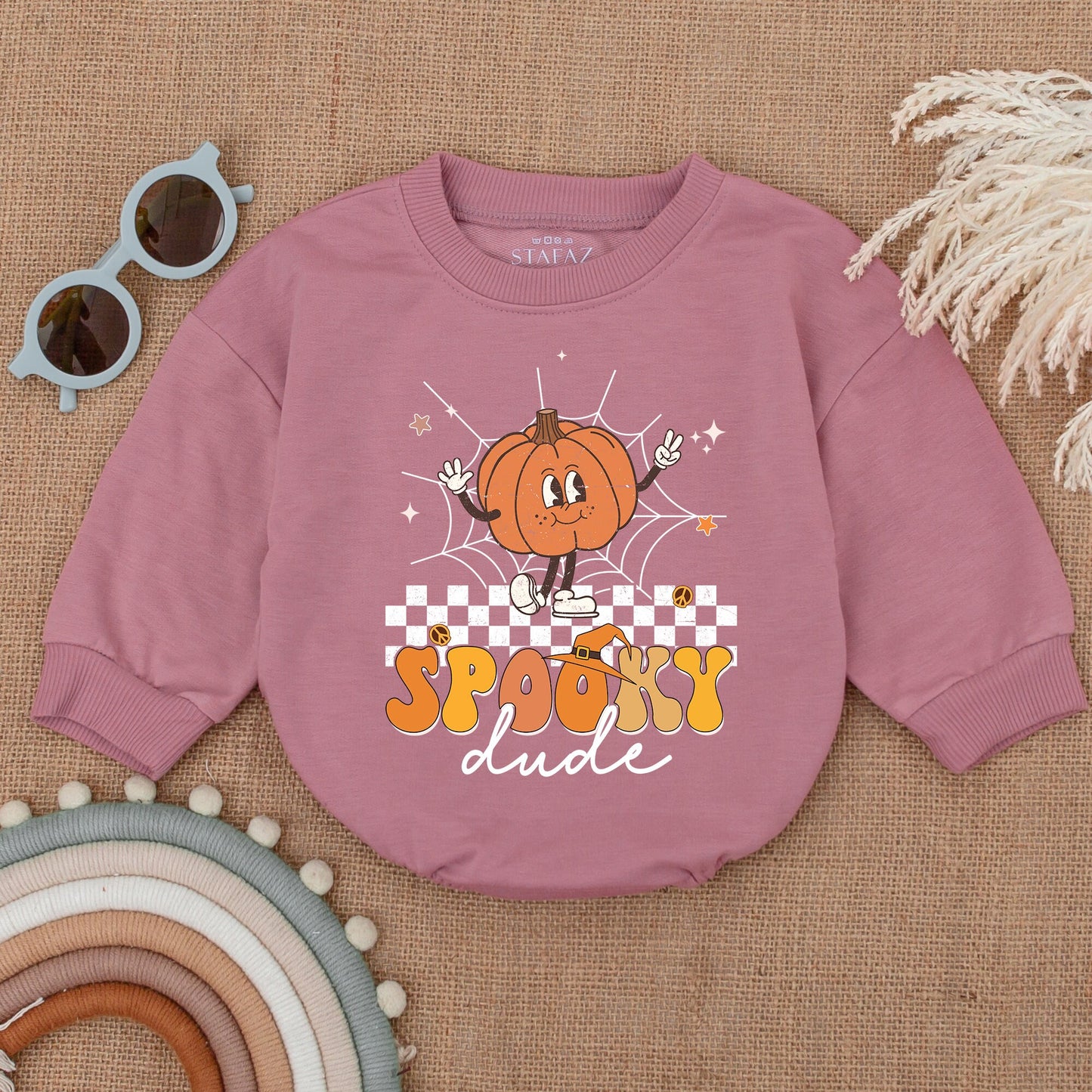 Vintage Spooky Pumpkin Romper - Baby Bodysuit Halloween Outfit