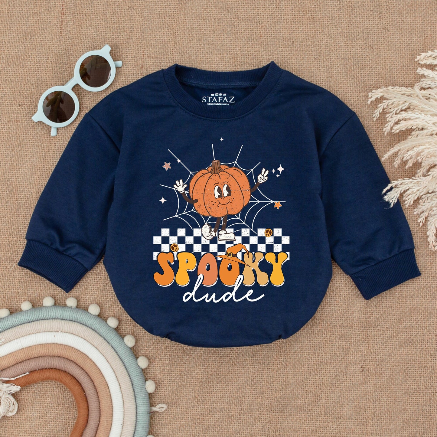 Vintage Spooky Pumpkin Romper - Baby Bodysuit Halloween Outfit