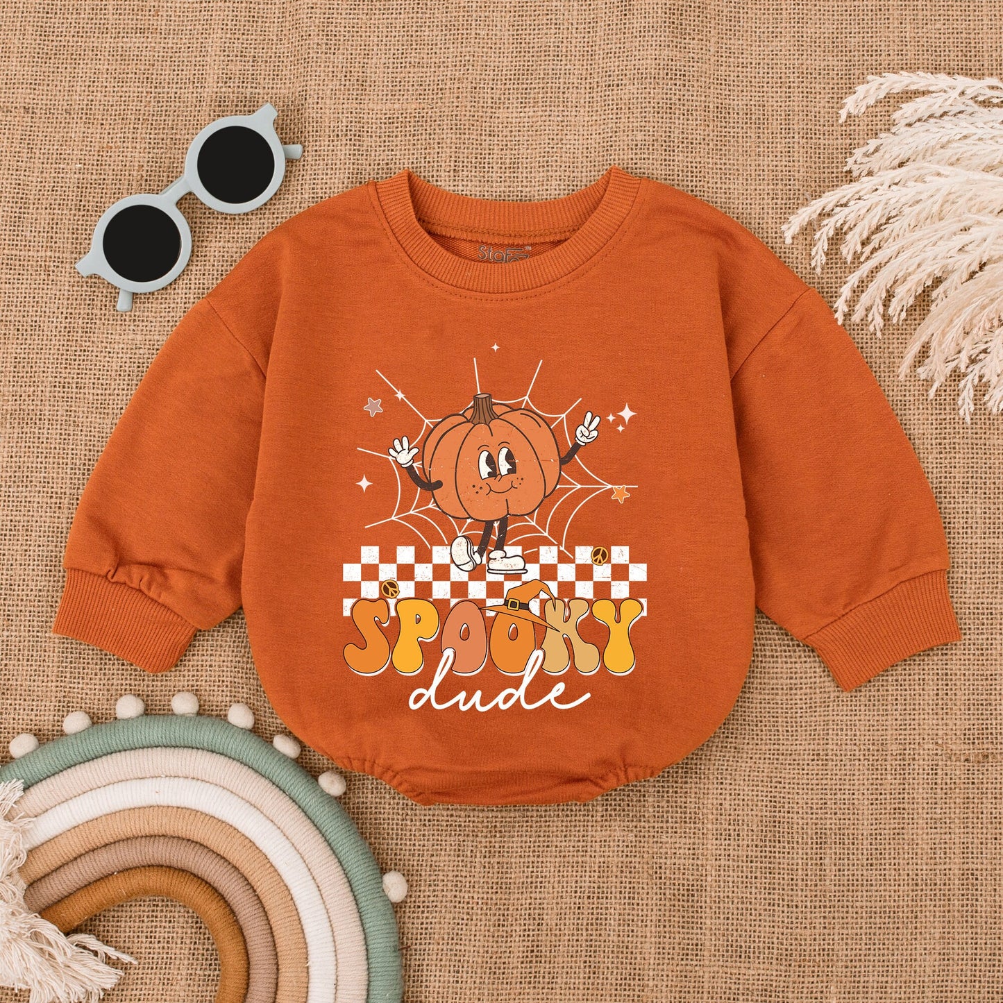 Vintage Spooky Pumpkin Romper - Baby Bodysuit Halloween Outfit