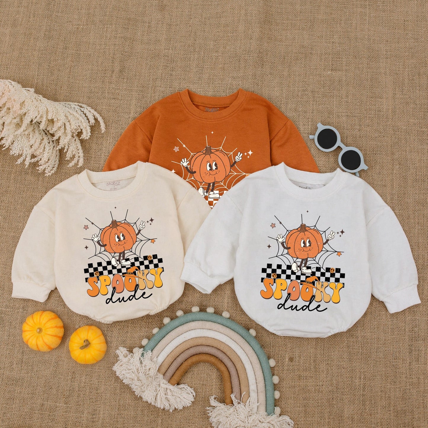 Vintage Spooky Pumpkin Romper - Baby Bodysuit Halloween Outfit