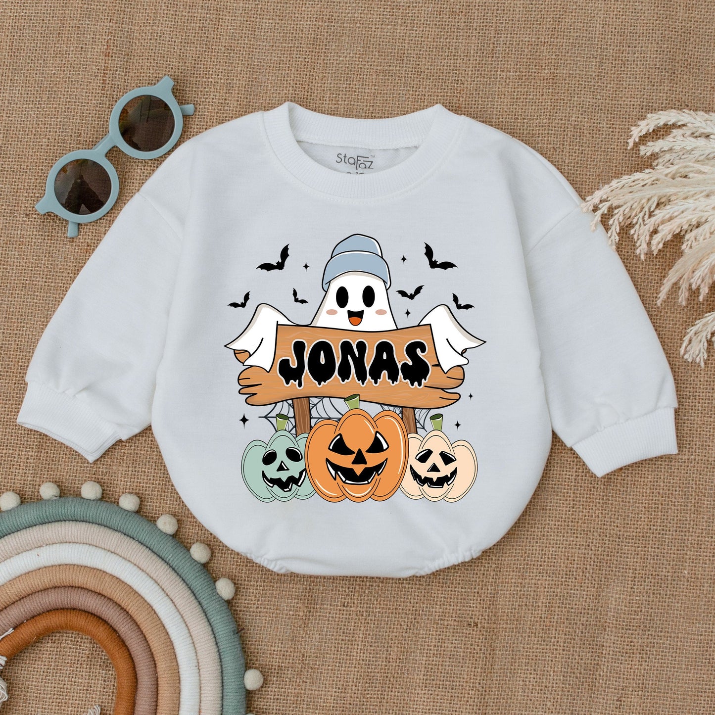 Personalized Spooky Baby Romper - Halloween Ghost Farm Bodysuit
