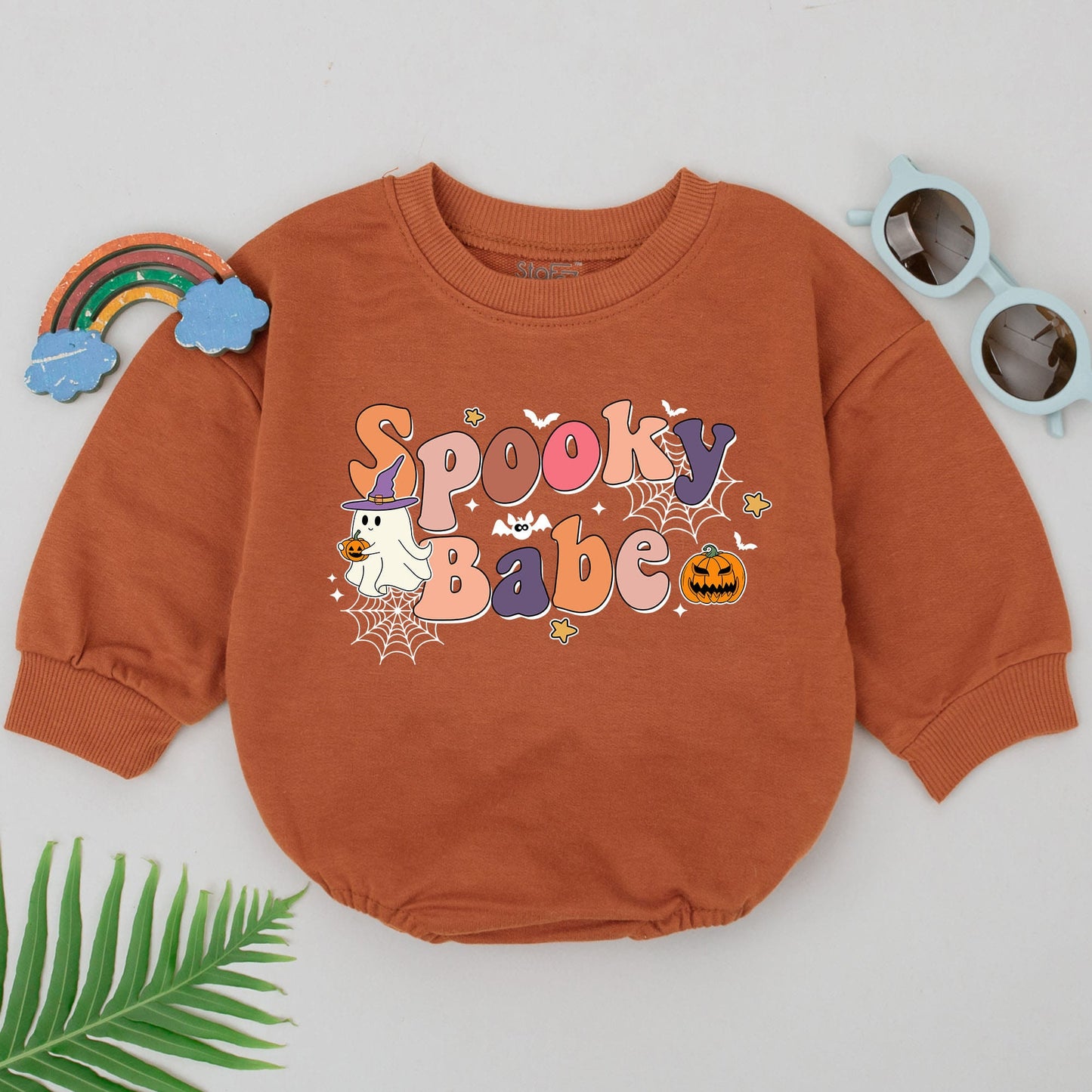 Spooky Babe Romper Retro Ghost & Pumpkin Design First Halloween Outfit Baby Girl Newborn Clothes Fun Fall Vibes