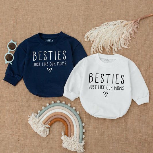Besties Just Like Our Moms Baby Romper Matching Outfits Gift Newborn Bodysuit Best Friend Baby Girl Boy Clothes Baby Shower Gift