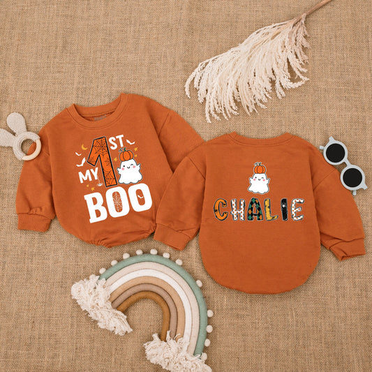My 1st Boo Halloween Bodysuit, Adorable Baby's First Halloween Outfit, Ghost & Spider Fun, Boy Clothes, Baby Shower Gift, Fall Bodysuit 137