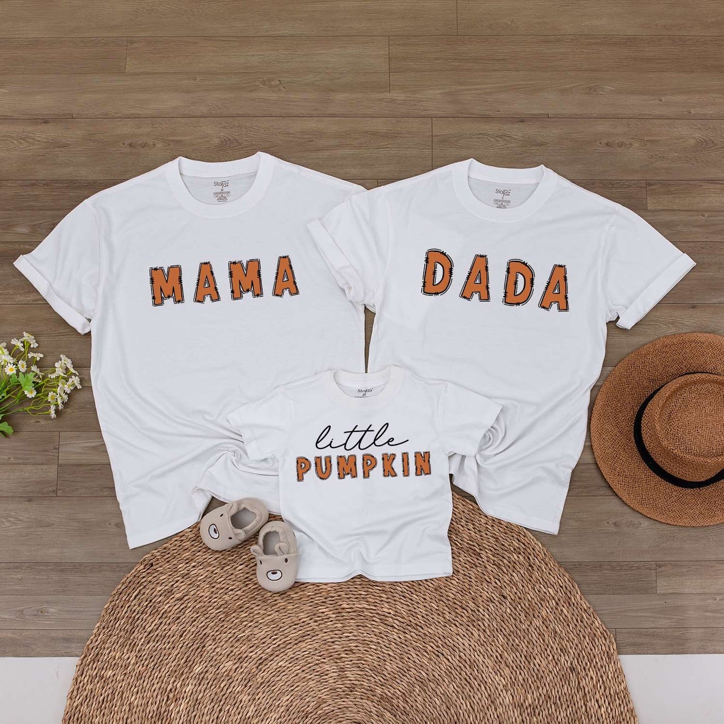 Retro Pumpkin Family Set: Baby Bodysuit, Mommy & Me Fall Apparel