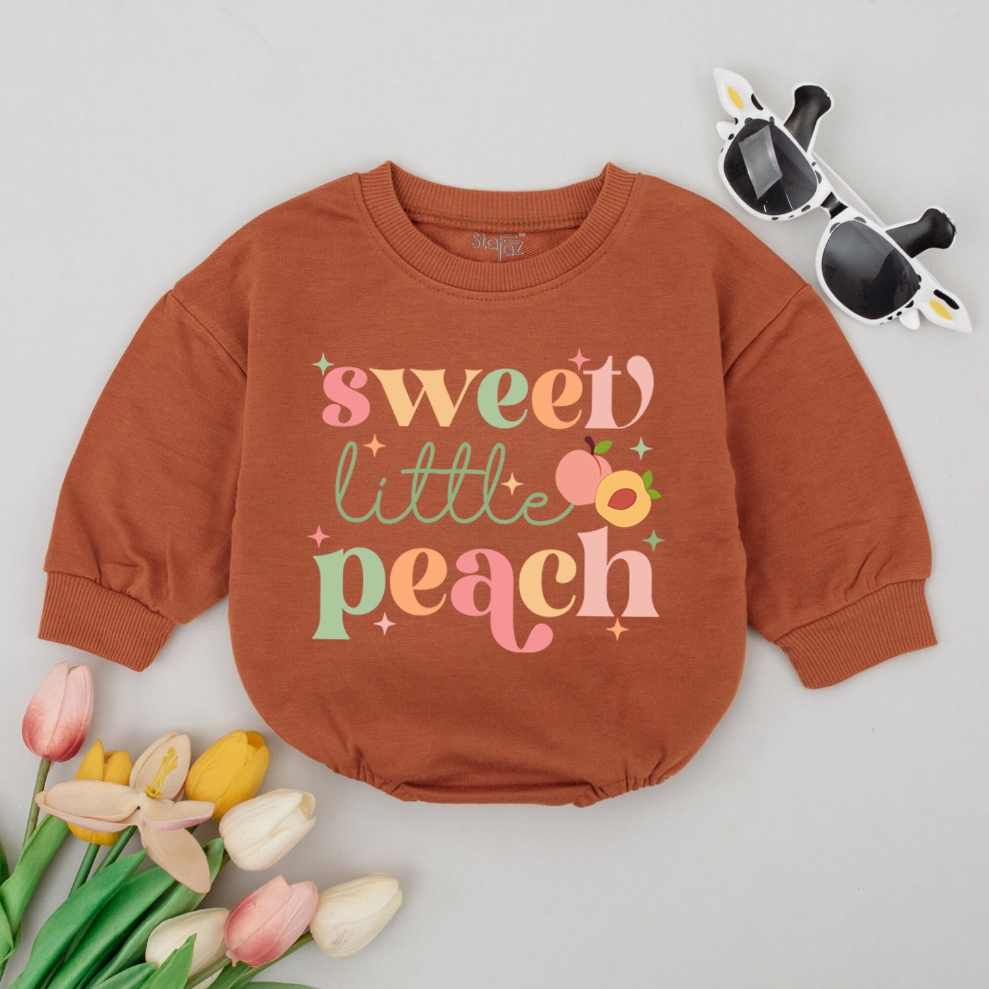 Sweet Little Peach Baby Romper Pastel Peach Theme Bodysuit Cute Minimalist Newborn Outfit Gender Neutral Gift