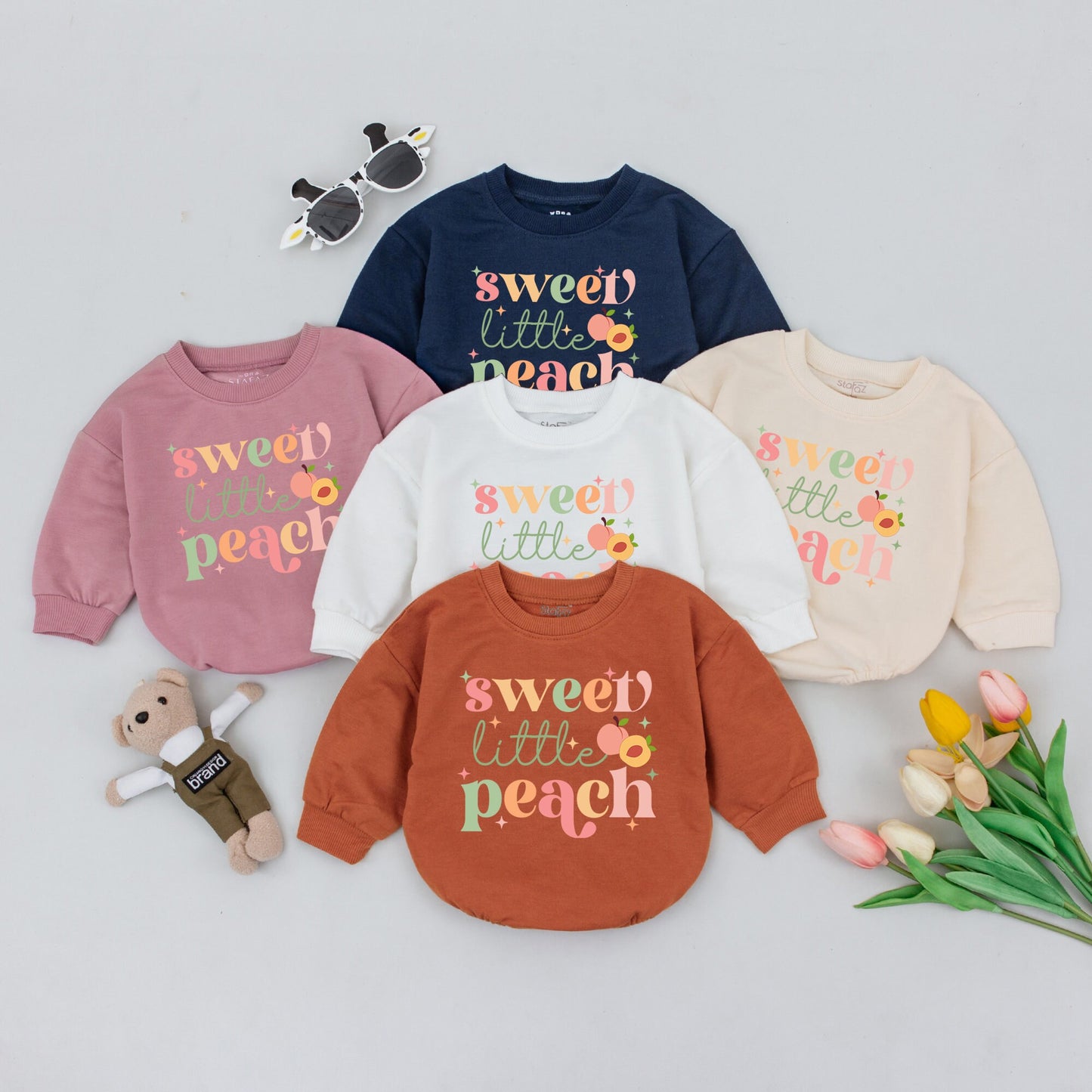 Sweet Little Peach Baby Romper Pastel Peach Theme Bodysuit Cute Minimalist Newborn Outfit Gender Neutral Gift