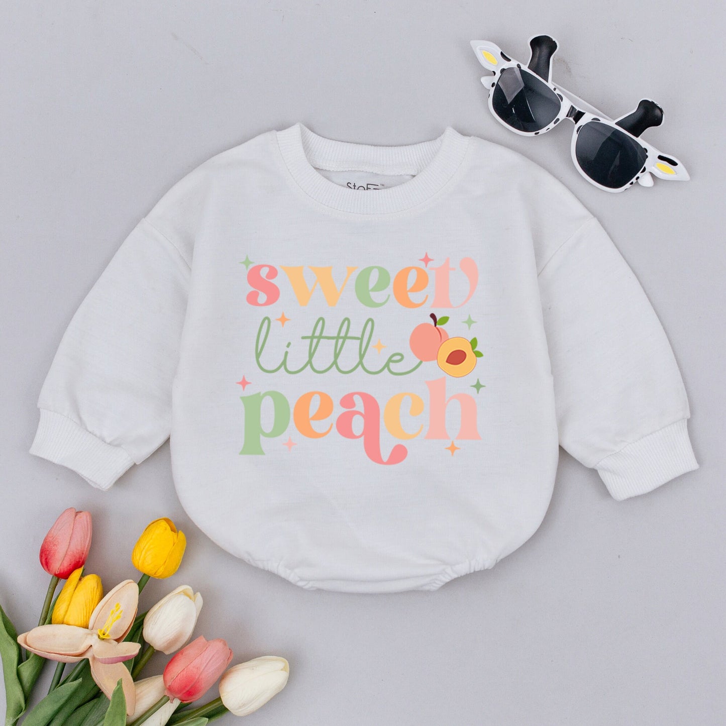 Sweet Little Peach Baby Romper Pastel Peach Theme Bodysuit Cute Minimalist Newborn Outfit Gender Neutral Gift