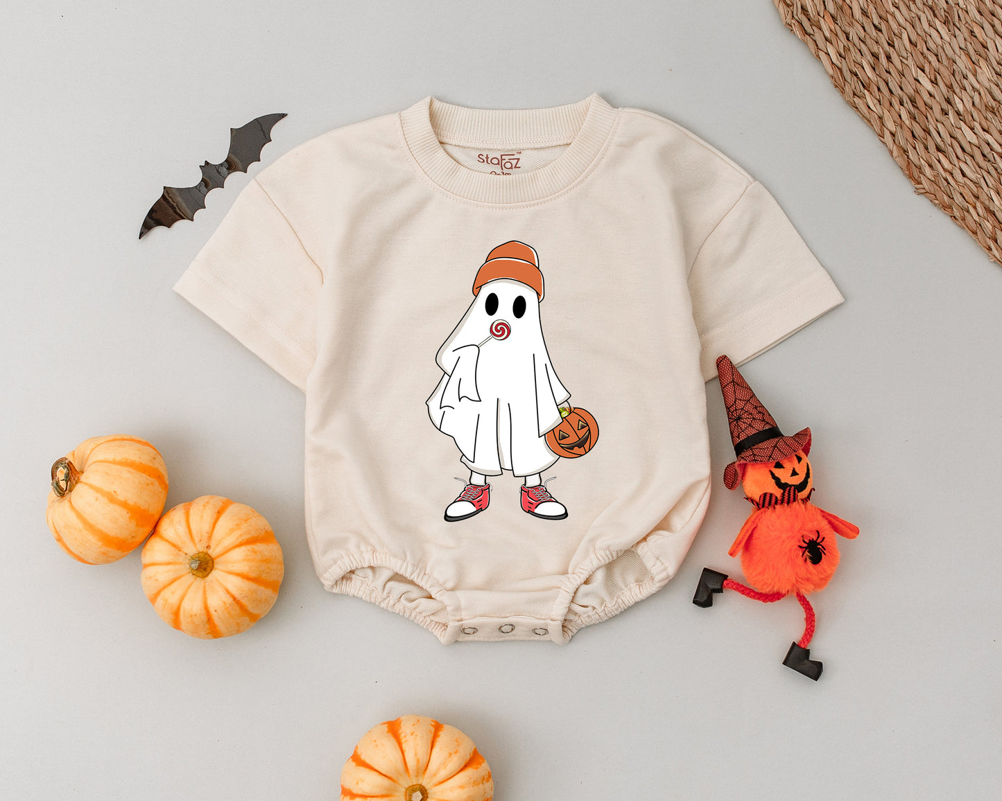 Vintage Ghost Bubble Romper: First Halloween Outfit & Baby Gift