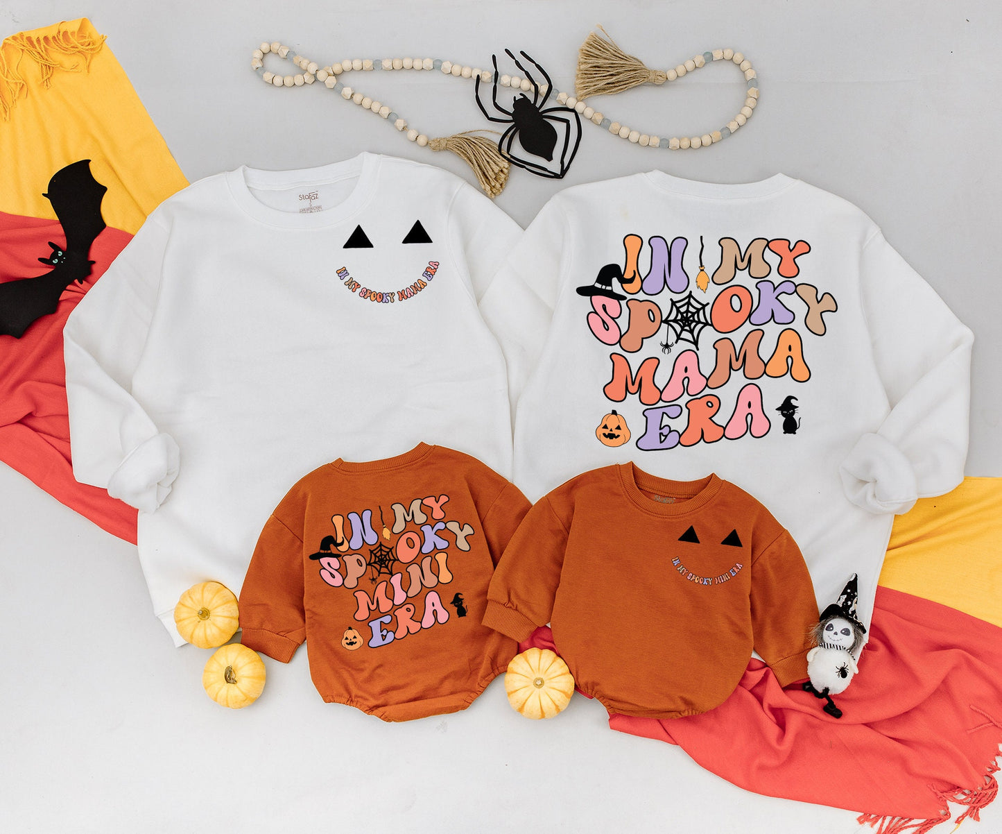 Matching Spooky Era Halloween Family Sweatshirts & Rompers | In My Spooky Mama/Mini Era Retro Design | Custom Fall Outfit