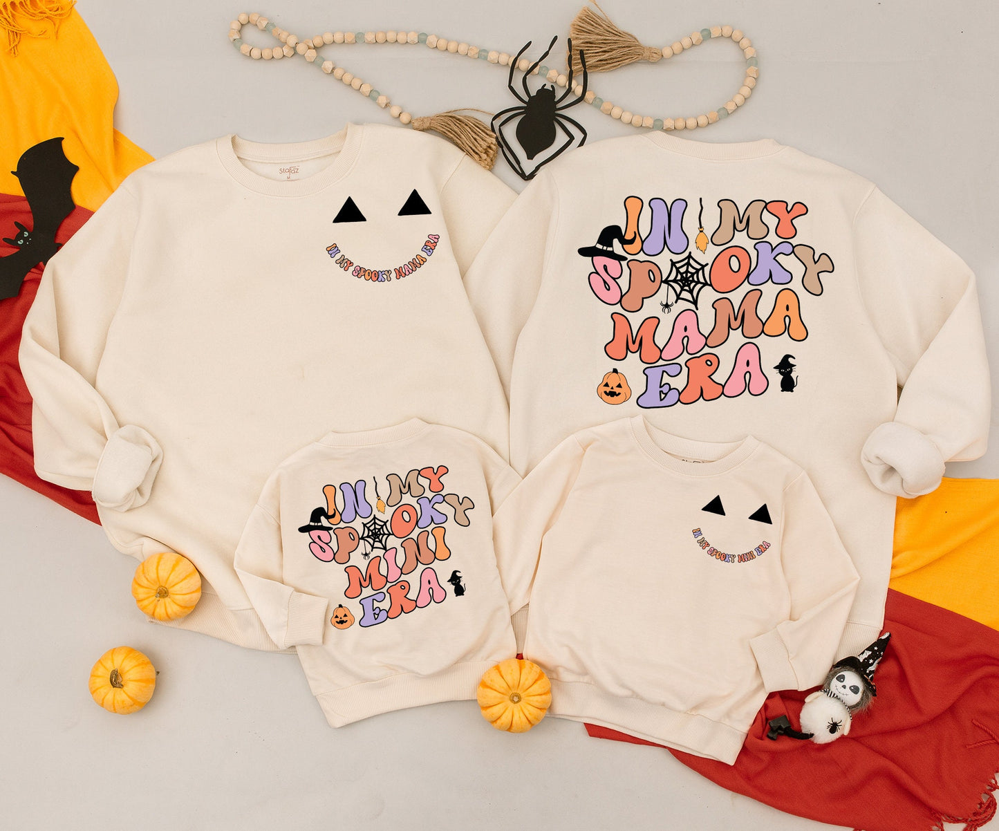 Matching Spooky Era Halloween Family Sweatshirts & Rompers | In My Spooky Mama/Mini Era Retro Design | Custom Fall Outfit
