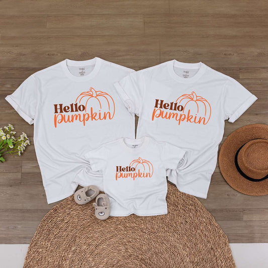 Pumpkin Patch Family Outfits: Retro, Baby Romper & Toddler Tee
