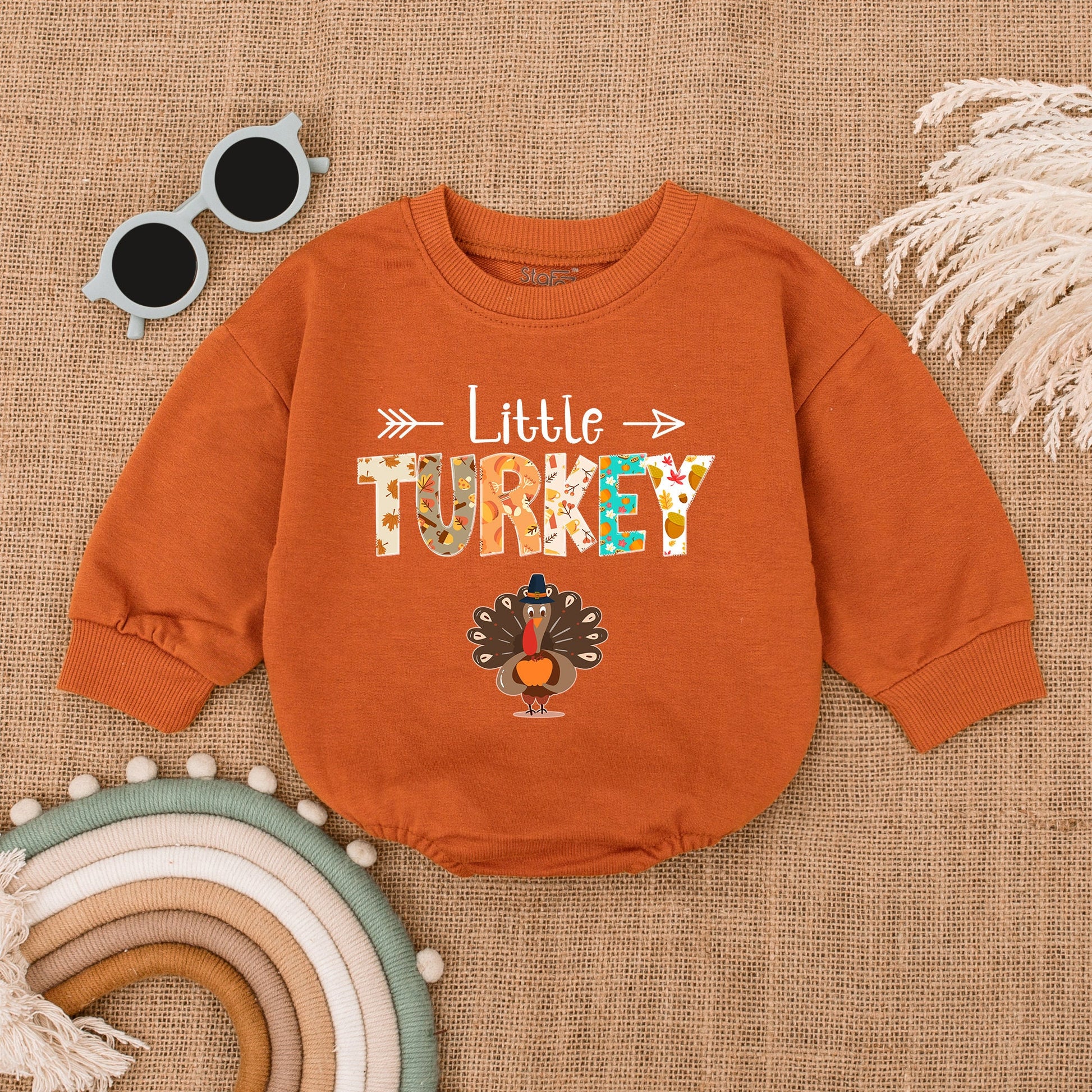 Thanksgiving Baby Romper, First Turkey Outfit, Pumpkin Bodysuit Gift