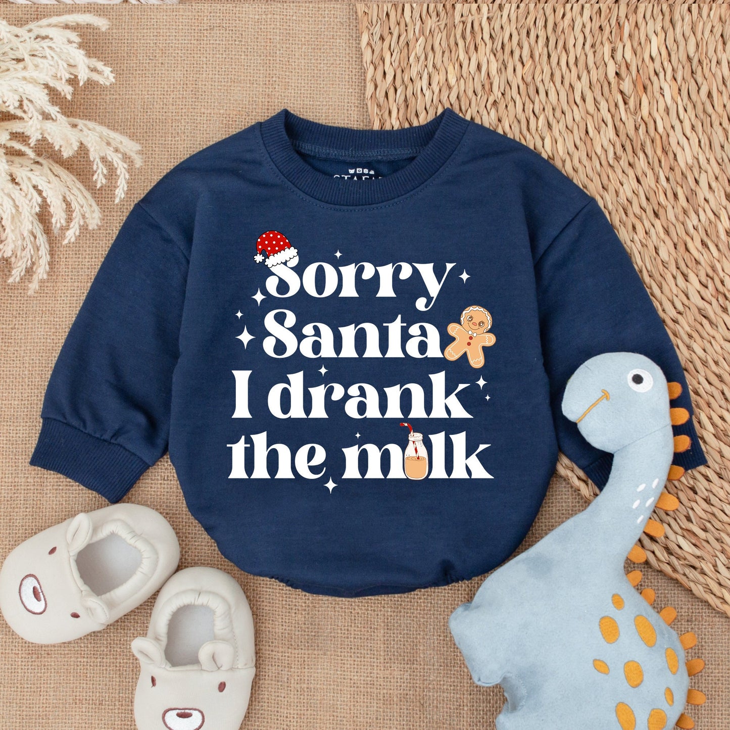 Sorry Santa I Drank The Milk Baby Romper Cozy Christmas Bodysuit for First Christmas Holiday Outfit Long Sleeve Infant Clothes Festive Season