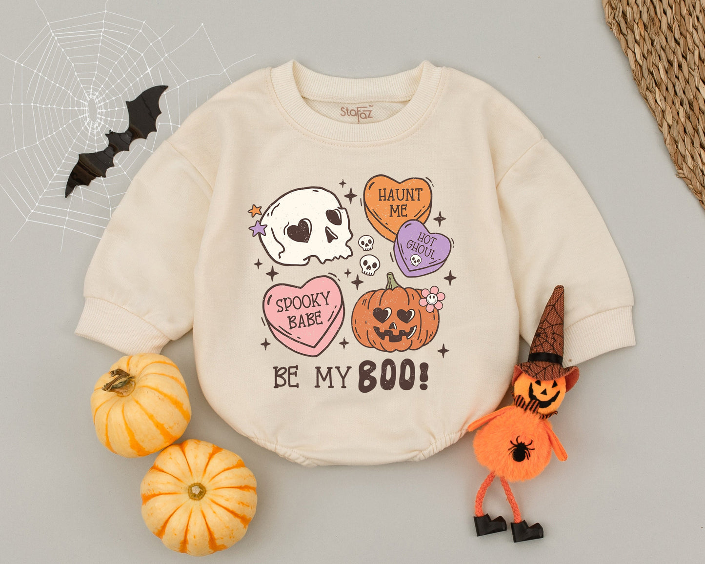 Be My Boo Baby Romper: Sweet Spooky Halloween Outfit with Pumpkin & Skull, Cute Newborn Infant Bodysuit, Fun Ghoul Clothes, Baby Shower Gift, Groovy Vibes