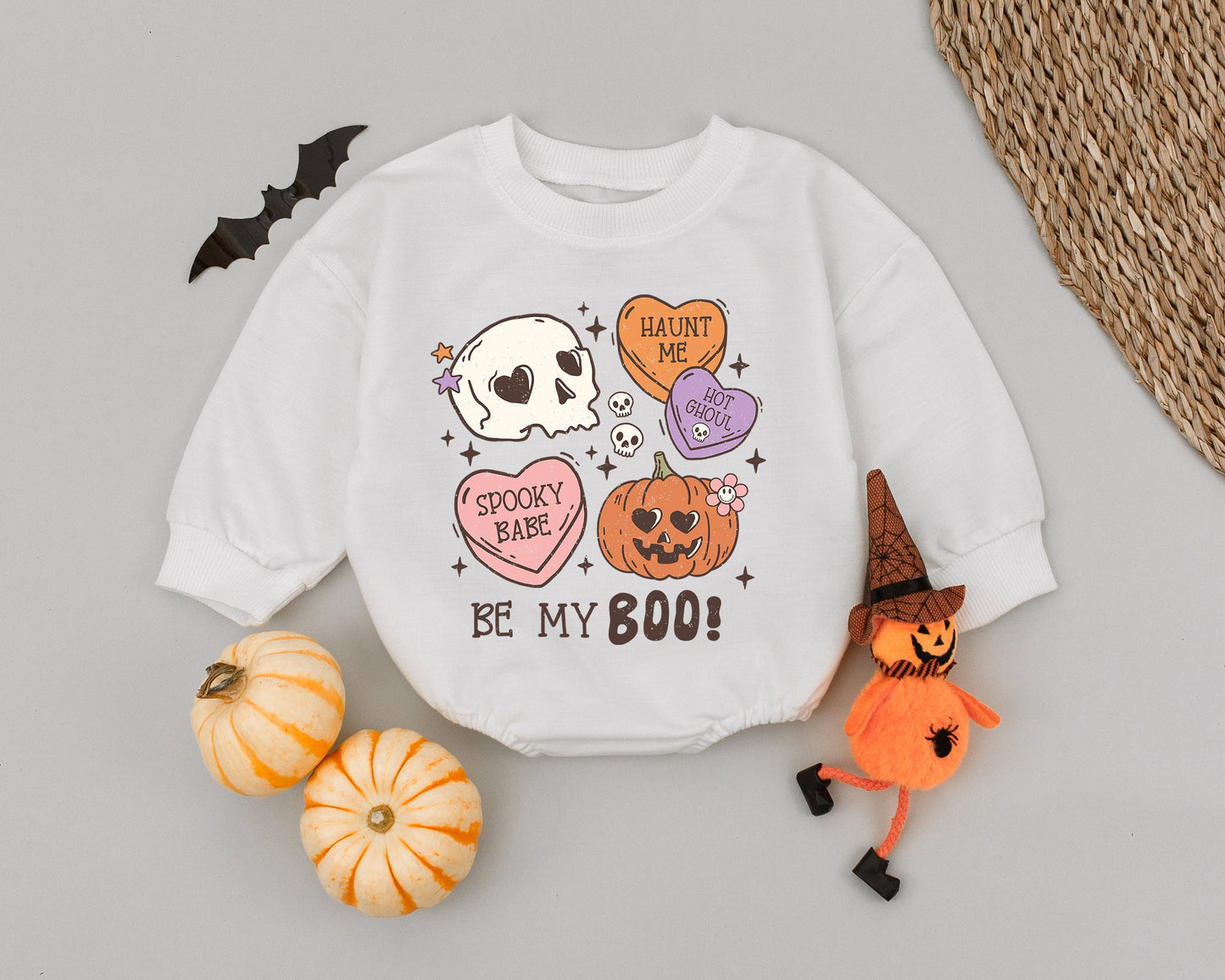 Be My Boo Baby Romper: Sweet Spooky Halloween Outfit with Pumpkin & Skull, Cute Newborn Infant Bodysuit, Fun Ghoul Clothes, Baby Shower Gift, Groovy Vibes