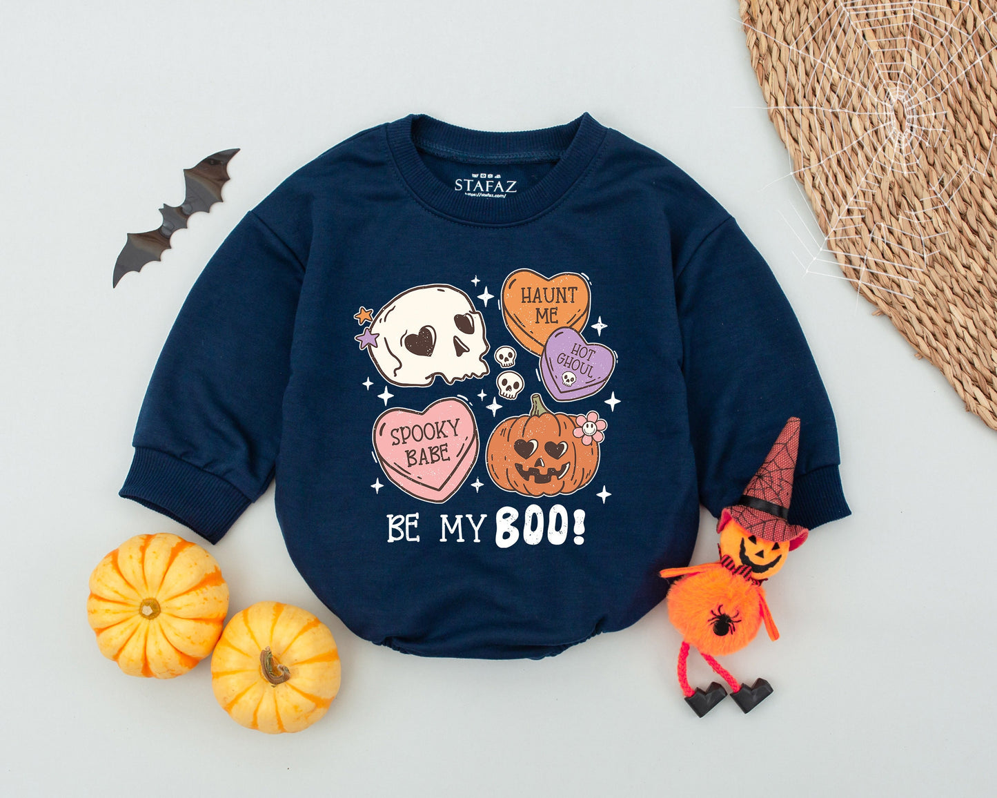 Be My Boo Baby Romper: Sweet Spooky Halloween Outfit with Pumpkin & Skull, Cute Newborn Infant Bodysuit, Fun Ghoul Clothes, Baby Shower Gift, Groovy Vibes
