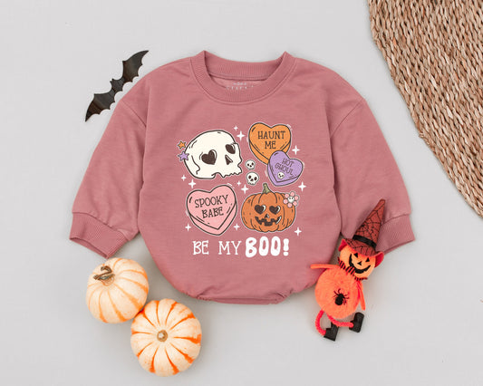 Be My Boo Baby Romper: Sweet Spooky Halloween Outfit with Pumpkin & Skull, Cute Newborn Infant Bodysuit, Fun Ghoul Clothes, Baby Shower Gift, Groovy Vibes