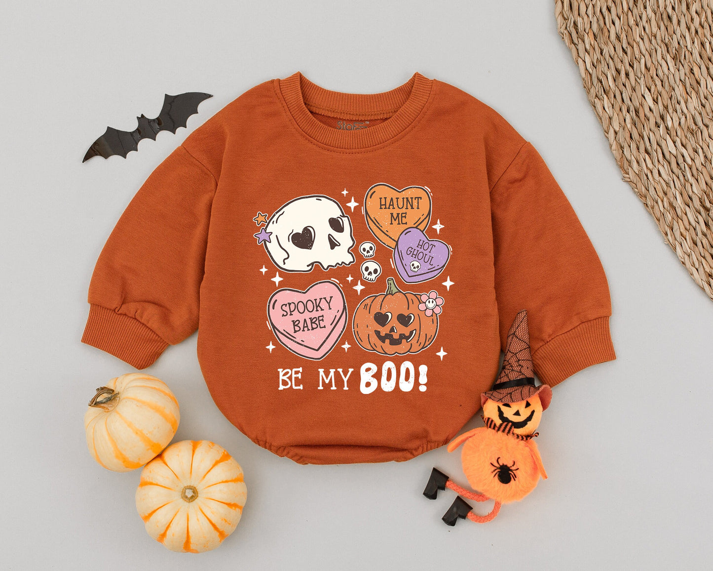 Be My Boo Baby Romper: Sweet Spooky Halloween Outfit with Pumpkin & Skull, Cute Newborn Infant Bodysuit, Fun Ghoul Clothes, Baby Shower Gift, Groovy Vibes