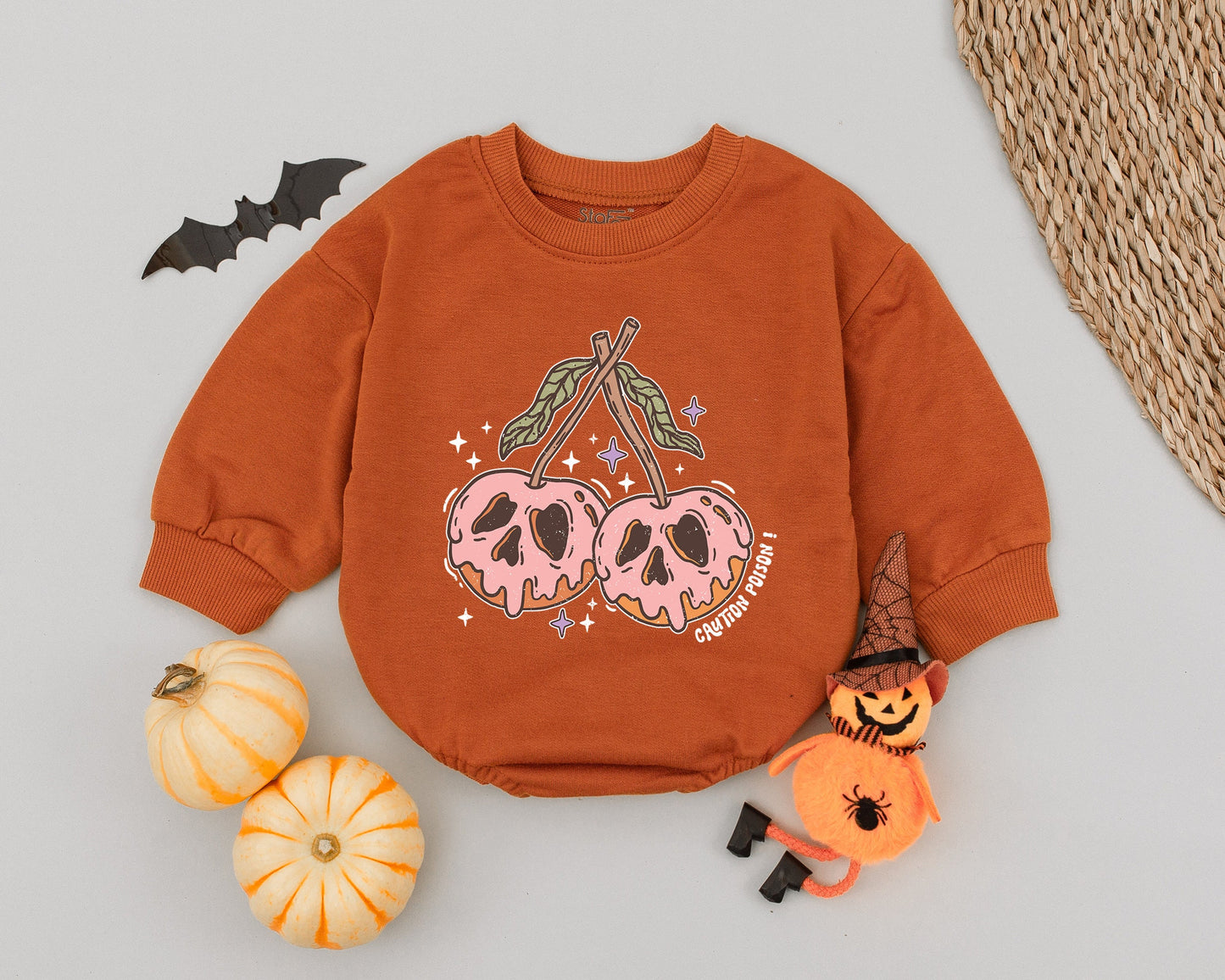 Spooky Sweet Cherry Skull Baby Romper: Halloween Infant Bodysuit