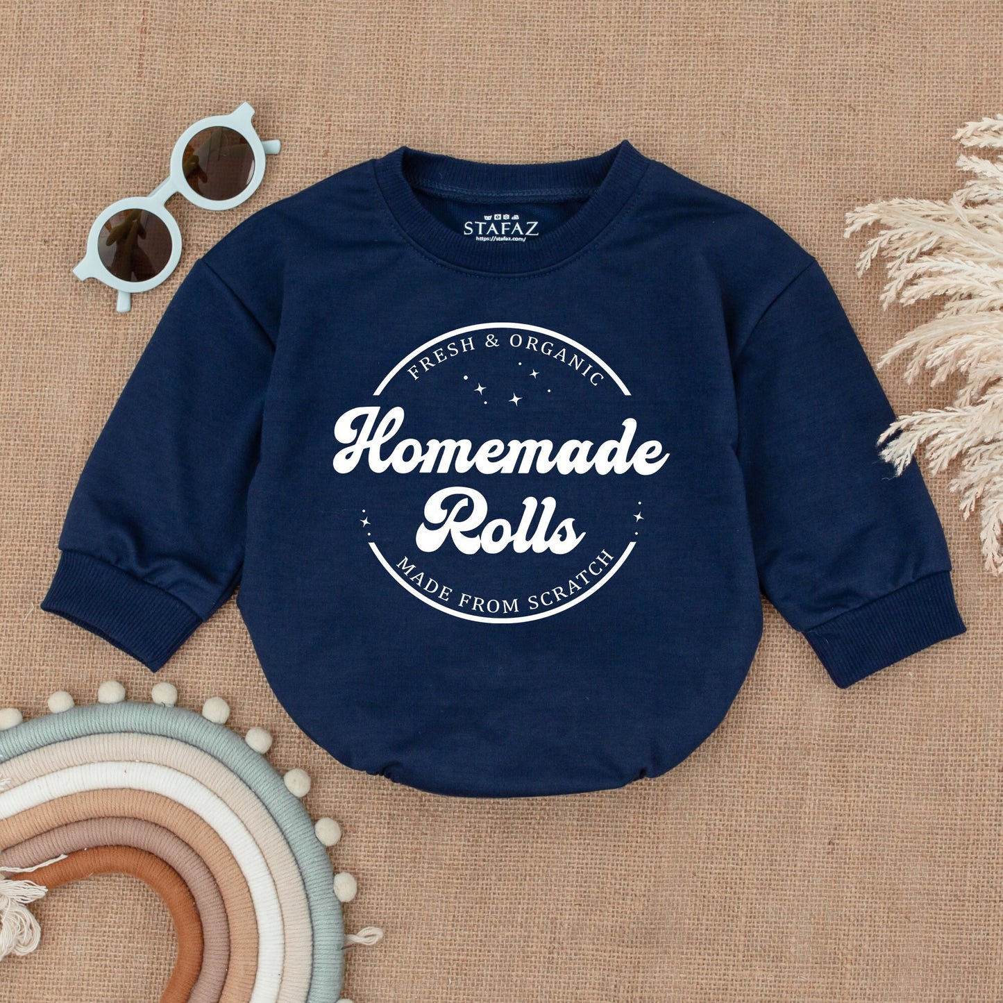 Retro Homemade Rolls Baby Romper Funny Thanksgiving Day Bodysuit Vintage Organic Fall Toddler Sweater Kids Clothes Baby Shower Gift