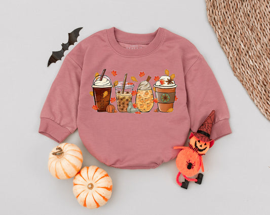 Pumpkin Spice Baby Romper, Cute Fall Outfit for Coffee Lovers
