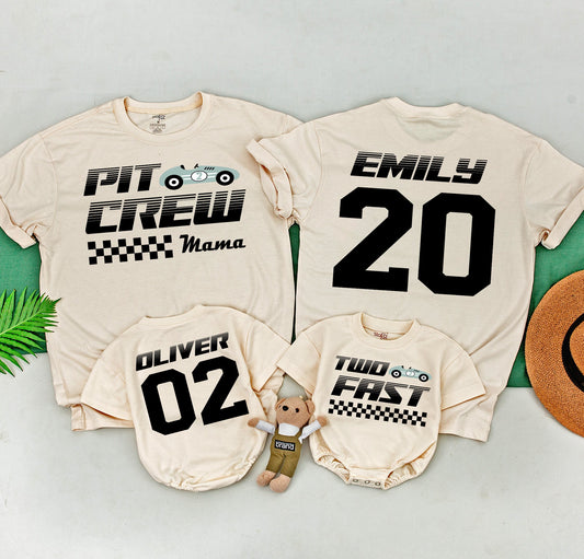 Two Fast Birthday Family Matching Shirts - Race Car Theme for Emily & Oliver! Two Fast Boy & Girl Birthday Outfit