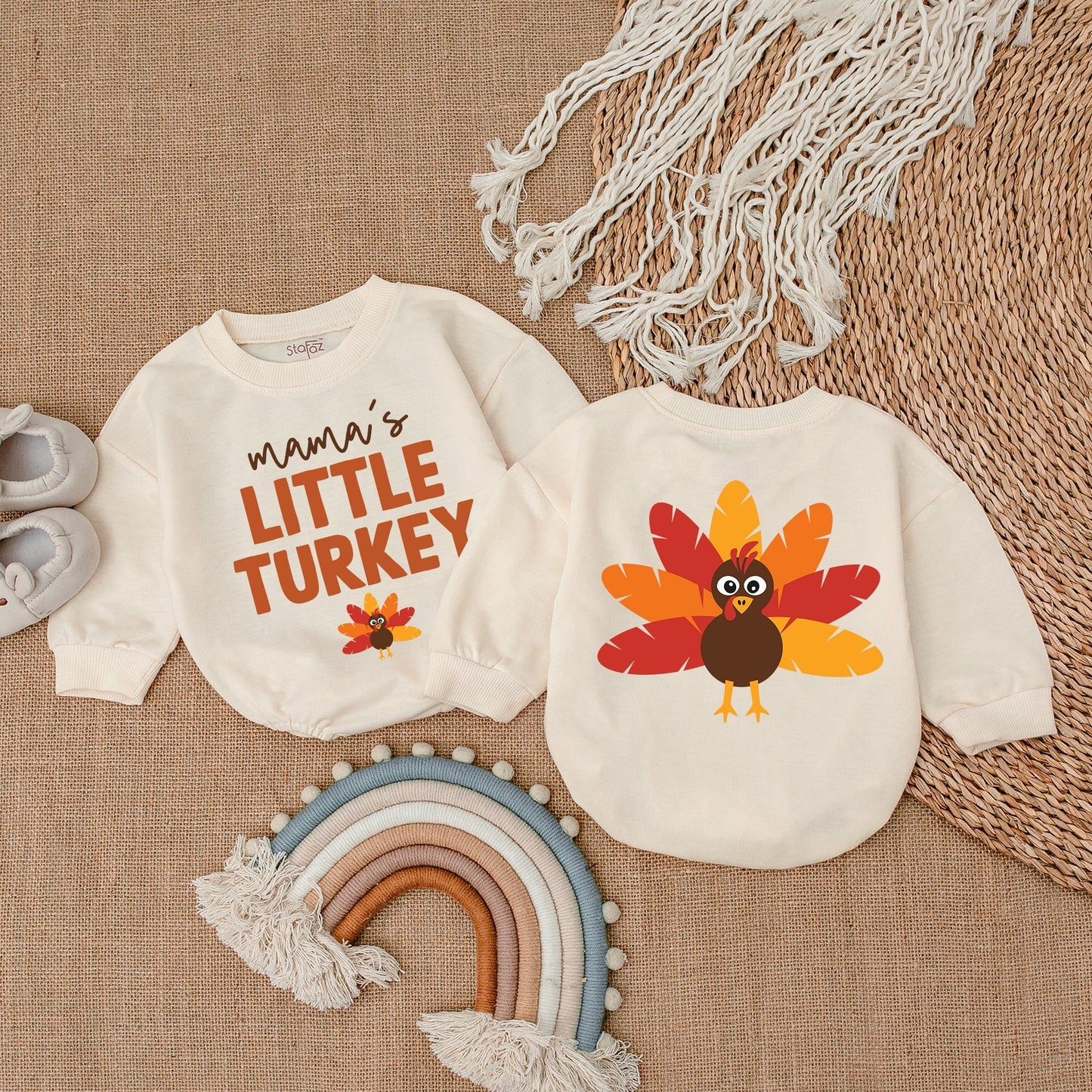 Thanksgiving Infant Romper - Baby Girl Outfit - First Holiday Gift