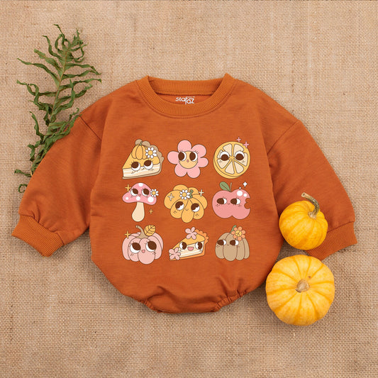 Groovy Pumpkin Baby Girl Romper My First Thanksgiving Outfit Adorable Fall Bubble Onesie for Little Pumpkins and Spooky Season Fun