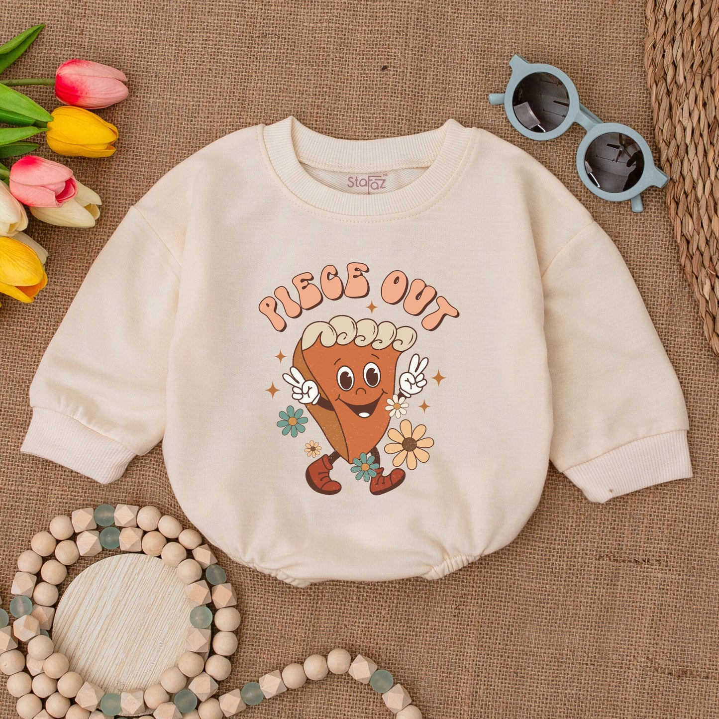 Retro Pumpkin Pie Fall Romper | Thanksgiving Baby Outfit
