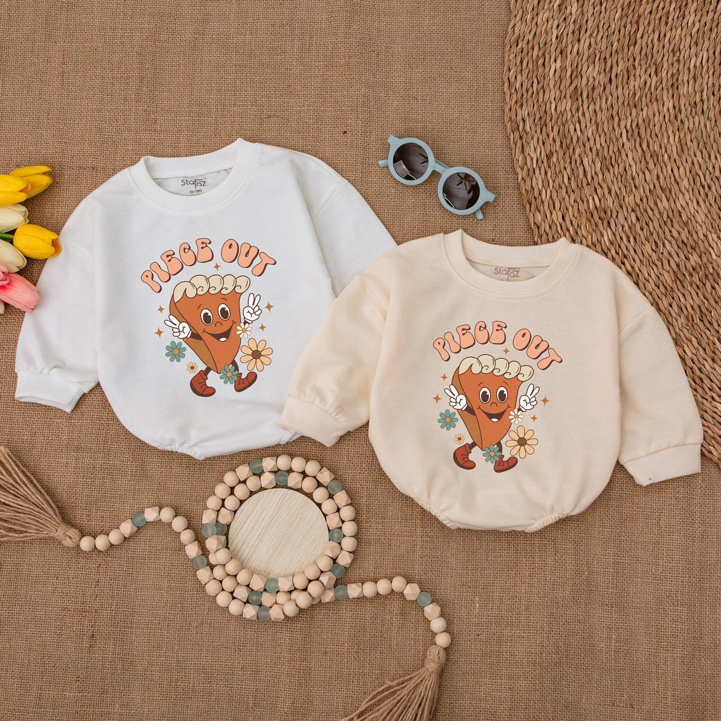 Retro Pumpkin Pie Fall Romper | Thanksgiving Baby Outfit