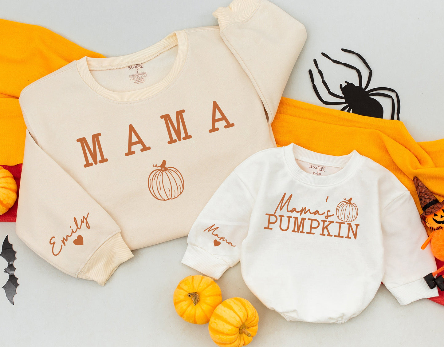 Mama's Pumpkin Matching Sweatshirts Emily & Mama Fall Mommy and Me Cozy Family Outfits Autumn Vibes Thanksgiving Gifts