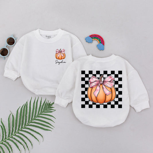 Custom Baby Romper, Fall Pumpkin Outfit, Thanksgiving Gift for Girls