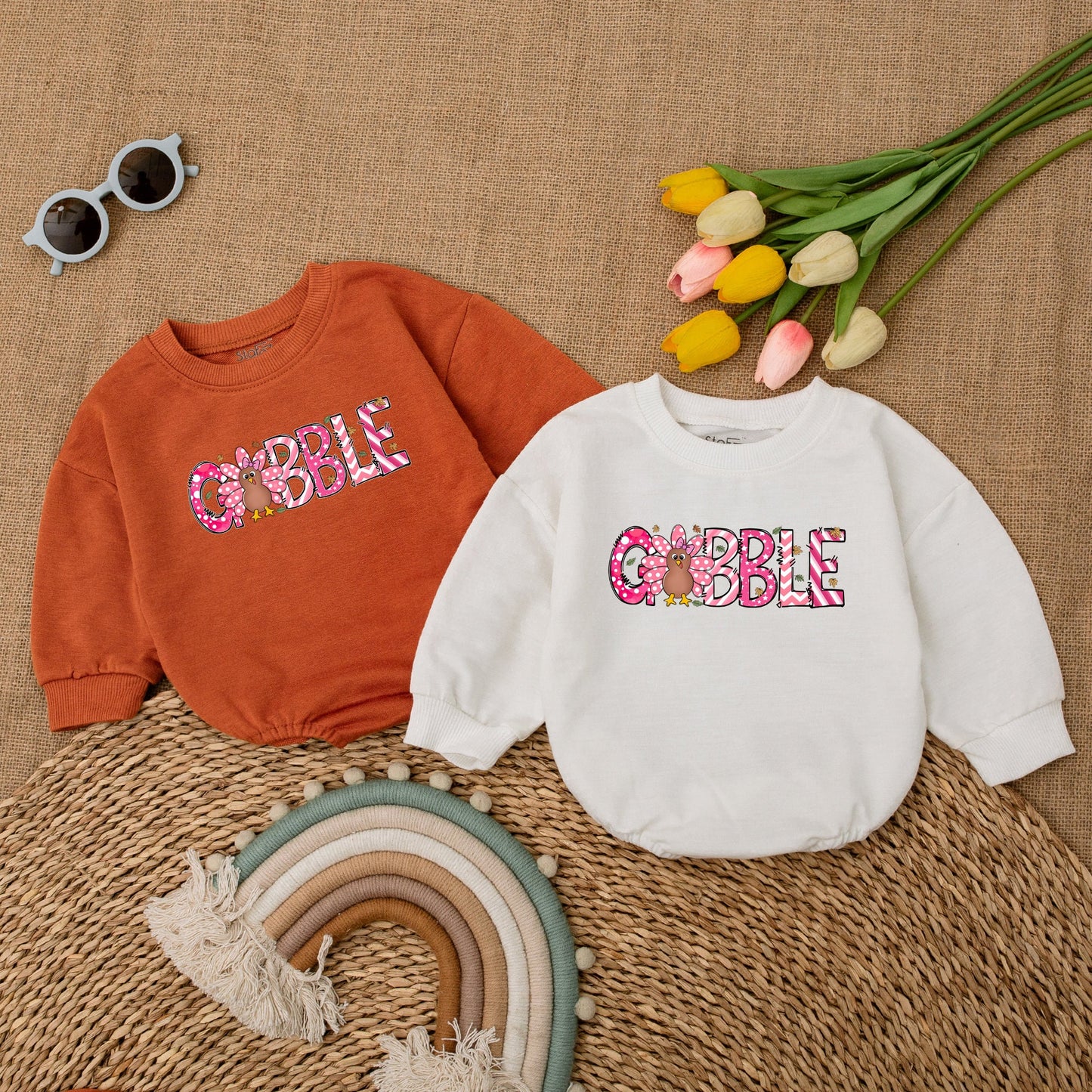 Retro Thanksgiving Bubble Romper - Fall Baby Outfit, Shower Gift
