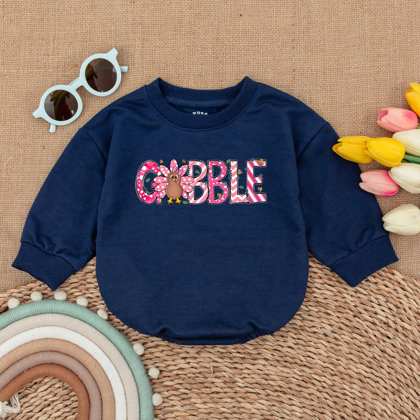 Retro Thanksgiving Bubble Romper - Fall Baby Outfit, Shower Gift