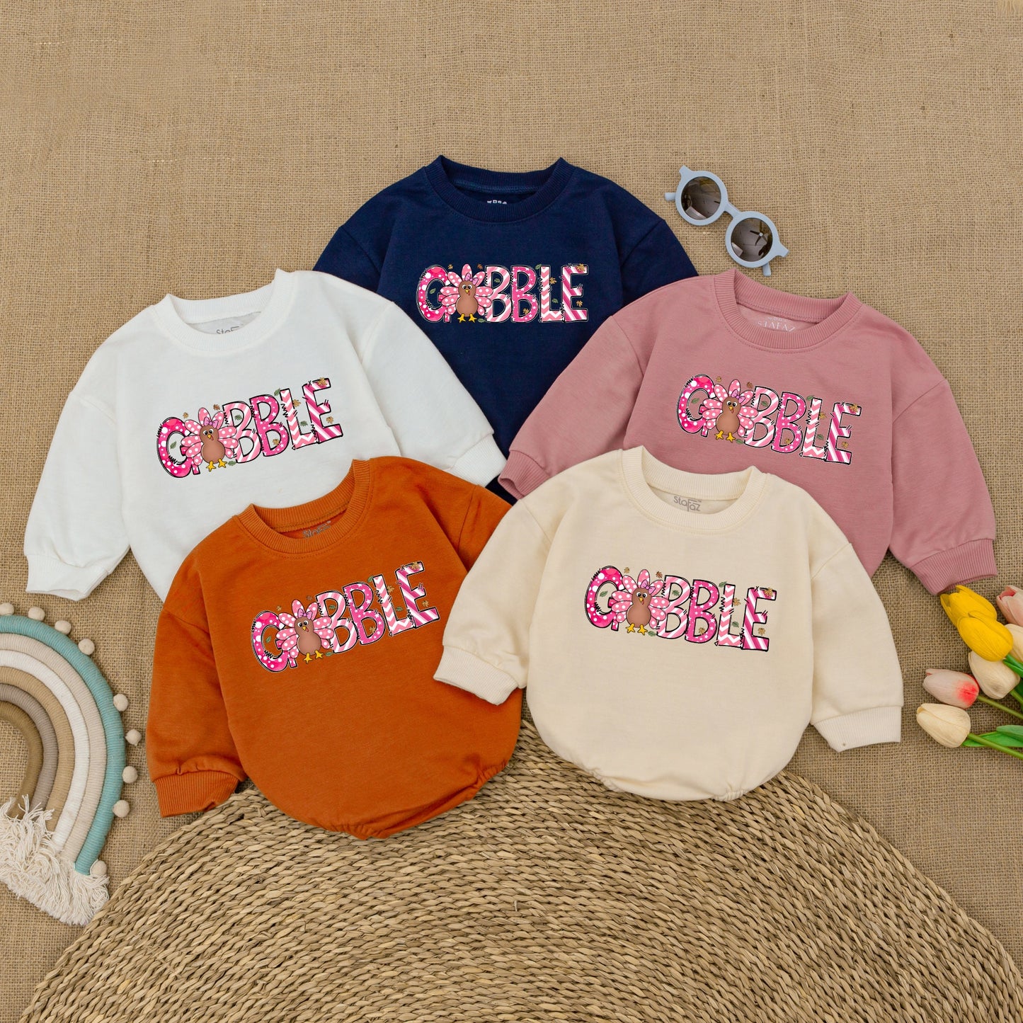 Retro Thanksgiving Bubble Romper - Fall Baby Outfit, Shower Gift